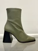 Alohas - South Bi-color Ankle Boots in Dusty Olive & Bright White