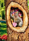 Squirrel with Candy Hearts Valentine's Day Card