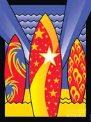 Surf Boards Retro Art Deco - Festival Art Print