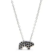 14k White Gold Black Pave Baby Bear Necklace