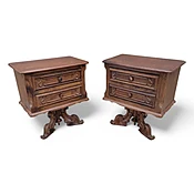 Antique American Empire Carved Side Chests - Pair