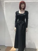1970's Yves Saint Laurent Black Silk  Evening Ensemble Size size 7/8