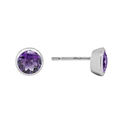 Amethyst Bezel Stud Earrings