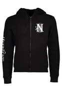 Needlejig Distressed Logo Zip Up Hoodie Black