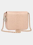 Downing Italian Python Leather Handbag Creme