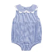 Blue Gingham Scallop Bubble