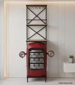 IRON & SOLID WOOD TRACTOR WINE RACK