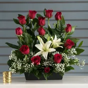 Red Rose Heart & Lilies