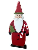 Wooden Santa with Candy Cane and Tree