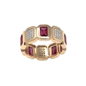 Alternating Gemstone & Diamond Infinity Band Ring