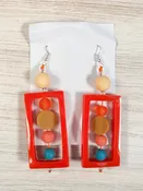 Abacus Resin Earrings, Orange/Ochre/Cream
