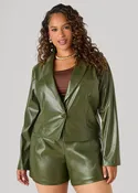 Button Front Faux Leather Jacket