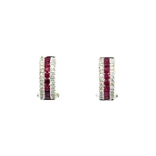 14k White Gold Spinel and Diamond Round Hoop Earrings