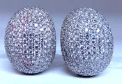 10ct Natural Round Diamonds Bombe Dome French Pave Clip Earrings 18kt Gold 12369