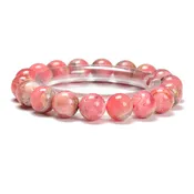 01-Rhodochrosite Round Beaded Bracelet Beads Size 9mm - 14.5mm 7.5'' Length