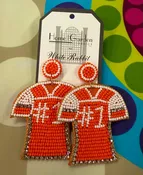 Beaded Clemson Jersey Earrings