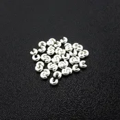 40 pcs crimp covers, bright silver finish, 4mm round, Irina Miech