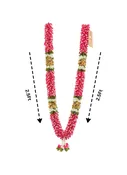 Artificial Pink &amp; Golden Flower Garland 5 ft – Decorative Floral Mala for Wedding, Pooja &amp; Home Décor