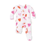 2 Way Ruffle Zipper Footie - Happy Hearts