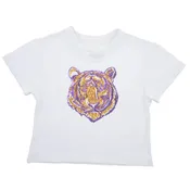 Azarhia Gameday Sequin Tiger Face Kids Boxy T-Shirt - White