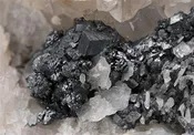 ACANTHITE   on QUARTZ