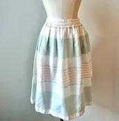 1960’s Russ Petites Thick Stripe Soft Linen Skirt, Size: Small
