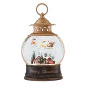 10" Battery Operated Lighted Santa On Sleigh With Swirling Glitter Water Lantern