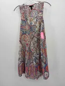 Aqua Ivory Size Medium Polyester Paisley Print Multicolor Sleeveless Dress