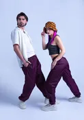 118T Unisex Cuffed Nylon Track Pants - Maroon