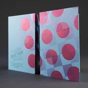 Snowball Letterpress Cards, Red and Blue-Violet on Powder Blue