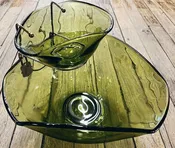 1970s Avocado Green Glass Chip and Dip Set — The NAT