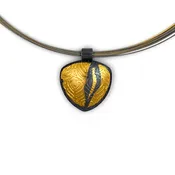 Oxidized Peacock Feather Pendant With Keum Boo