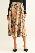 Adelyn Rae Amora Contrast Stitched Godet Midi Skirt