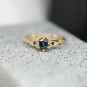 Cassiopeia Ring with Grey Spinel + Black Diamonds | 14k Yellow Gold | One of a Kind — TYTIN