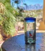 Hand Blown Tequila Shot Glass With Red Chile - Set of 2