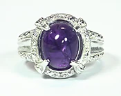 Amethyst Cabochon Set In A Sterling Silver Lady,s Ring RSS,623
