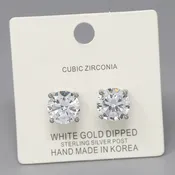 11 MM Cubic Zirconia Basket Setting Stud Earrings