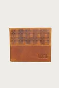 PLAID EMBOSSED LEATHER BIFOLD WALLET