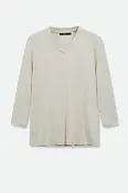 A LINE V NECK BRACELET SLEEVE IN HEATHERED PIMA COTTON STRETCH