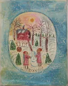 2 girls building a snowman