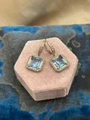Aquamarine and Pave Diamond Earrings