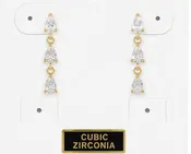 18K Gold Dipped Triple CZ Drop Earrings