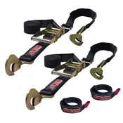 Bartact Heavy Duty Bull Strap Ratchet Tie Downs w/ adj axle strap 2 inch x 12 ft - qty 2