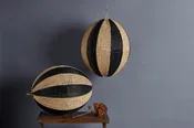 Dark Brown & Natural Hand-woven Raffia Oviform Pendant Shade