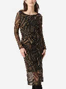 Animal Print Mesh Sheath Dress