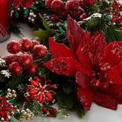 19" Red Beaded Poinsettia Pick