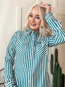 Aria Green Striped Button Down Shirt