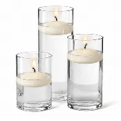 Cylinder Vase Centerpiece & Richland 3" Floating Candles Set of 12
