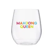 Mahjong Queen Shatterproof Wine Glasses - Mahjong Party Drinkware for Girls Night