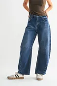 Barrel Jean w/ Seams - Dark Denim